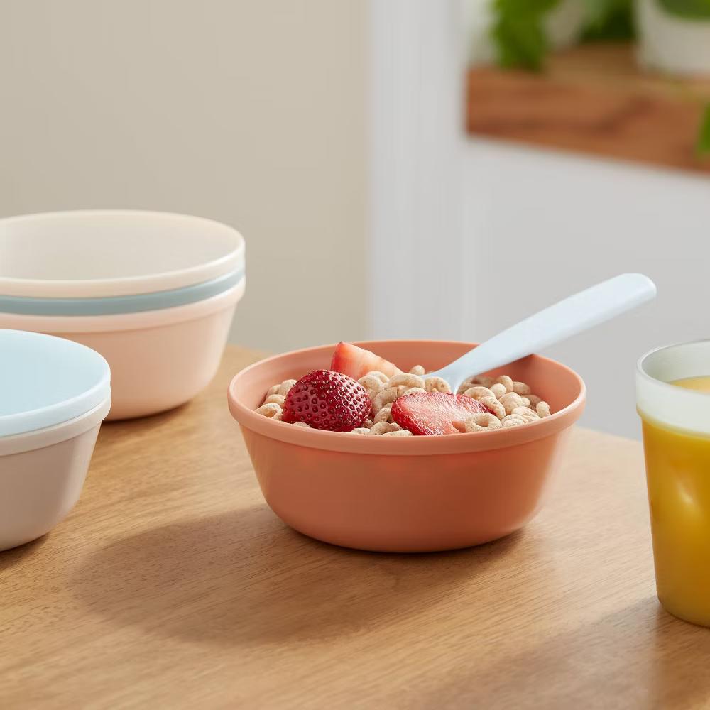 Kids' 6pc 15.5 fl oz Plastic Cereal Bowl - Microwave & Dishwasher Safe, Multicolored