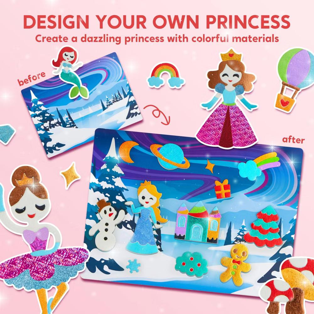 Unicorn Princess Foil Art Kit for Girls Age 4-8 Kid Arts Crafts Supplies Foil Foam Stickers Creative Toys Birthday Christmas Gifts School Prize - Image 4