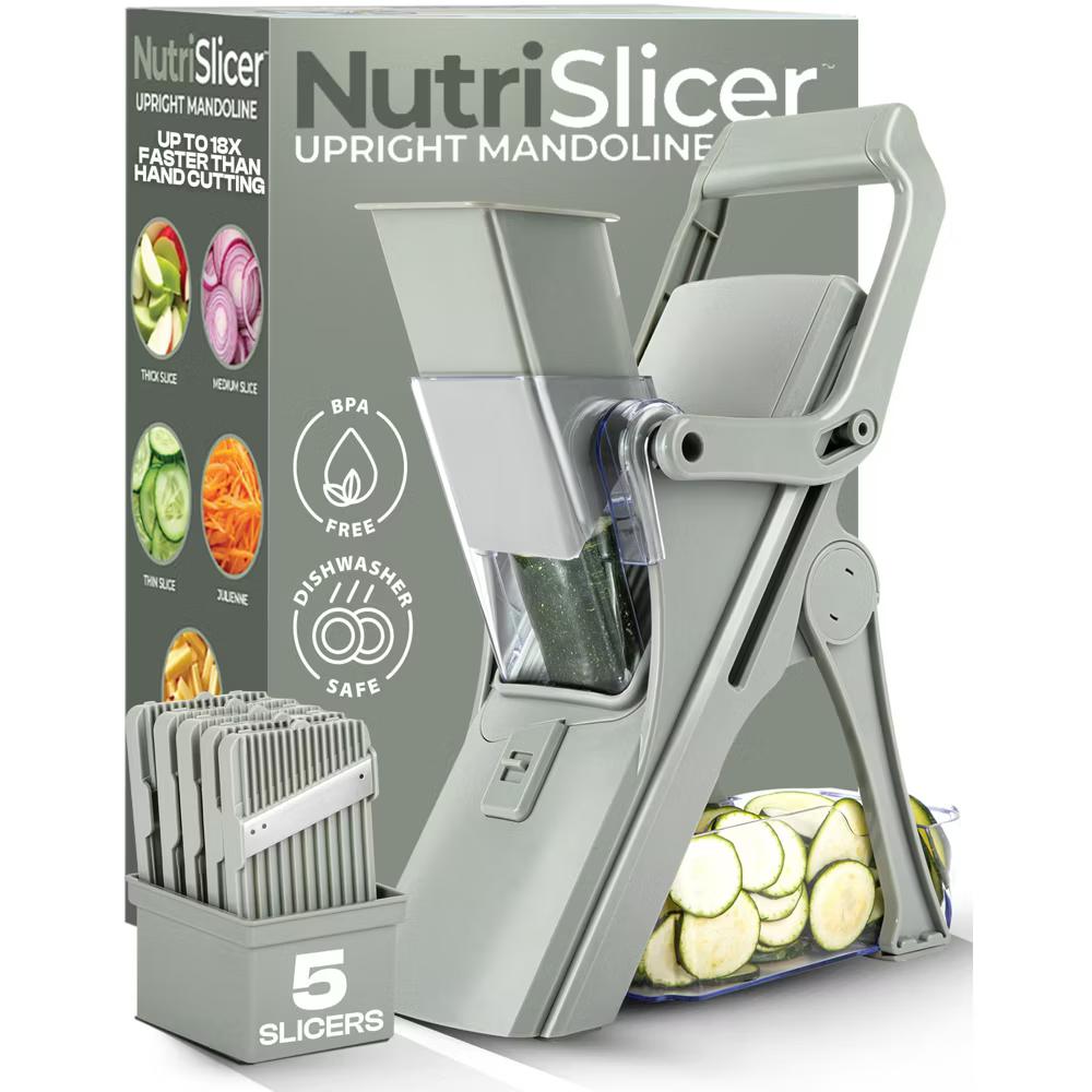 NutriSlicer Upright Mandoline Slicer – 5 Stainless Steel Blades, BPA-Free and Dishwasher Safe - Image 23