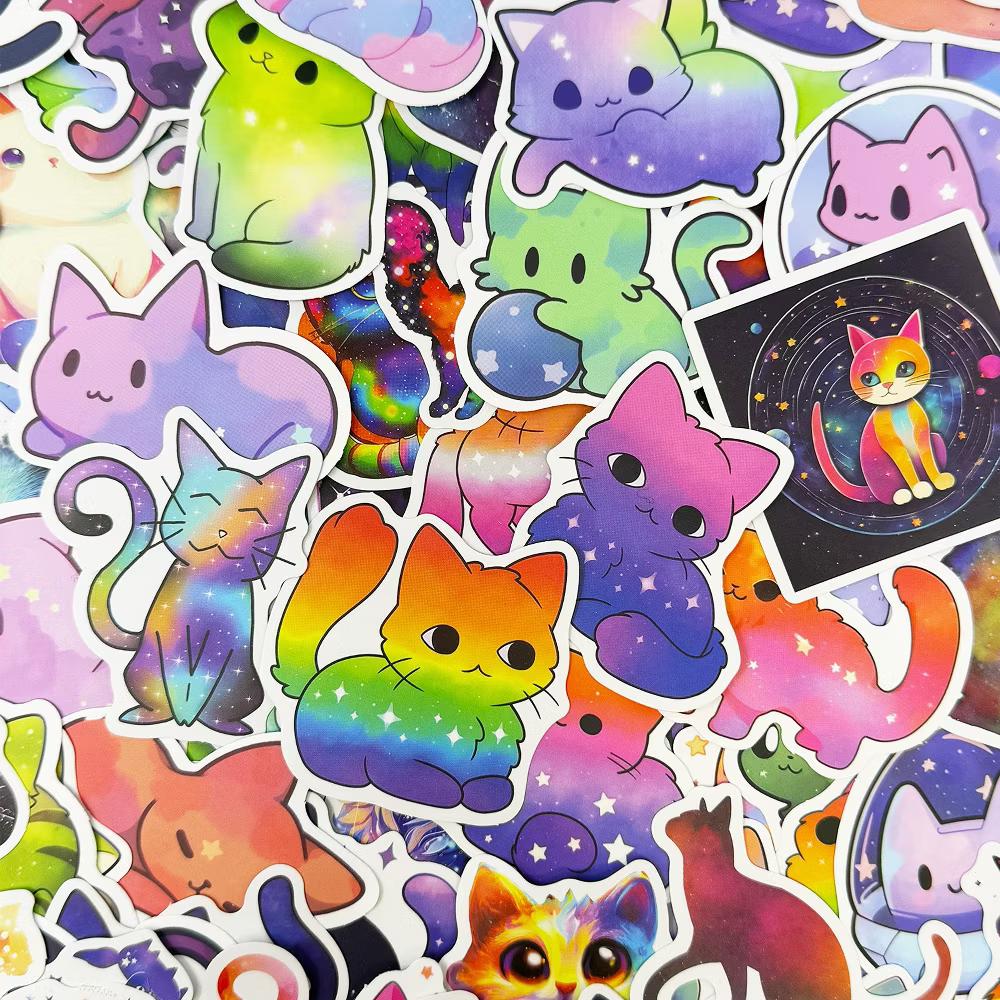 Waterproof Vinyl Stickers, 110pcs, Starry Cats - Image 6
