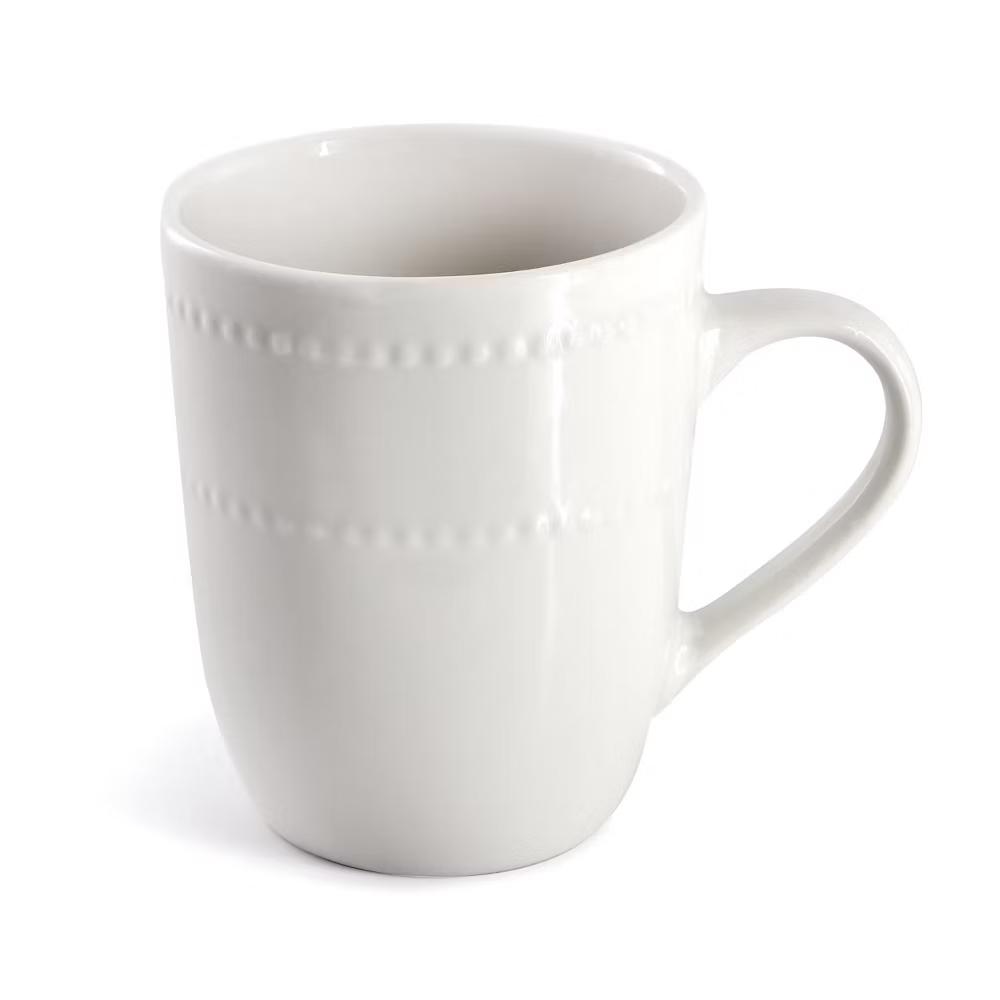 Stoneware Embossed Dot Dinnerware Set in White - Image 6