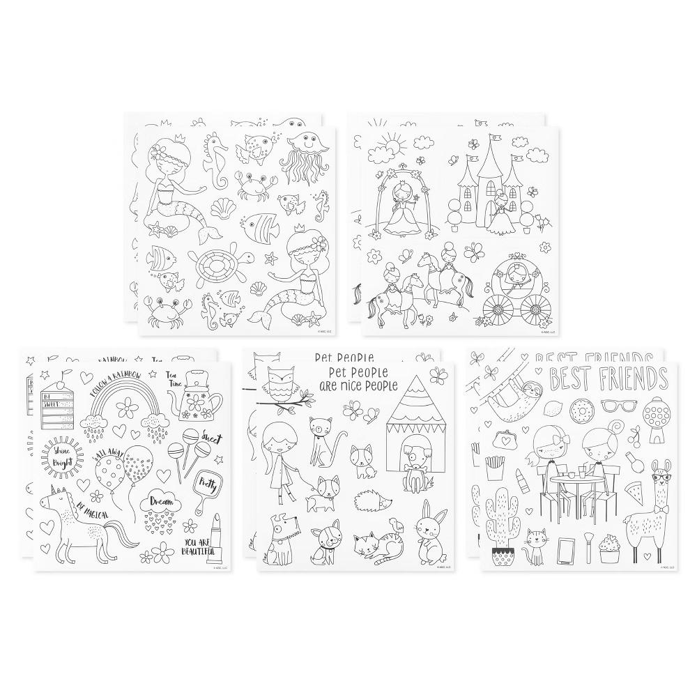 Interactive Colorable Sticker Pad for Girls/Princesses/Mermaids/and Pets 174ct - 10 Sheets