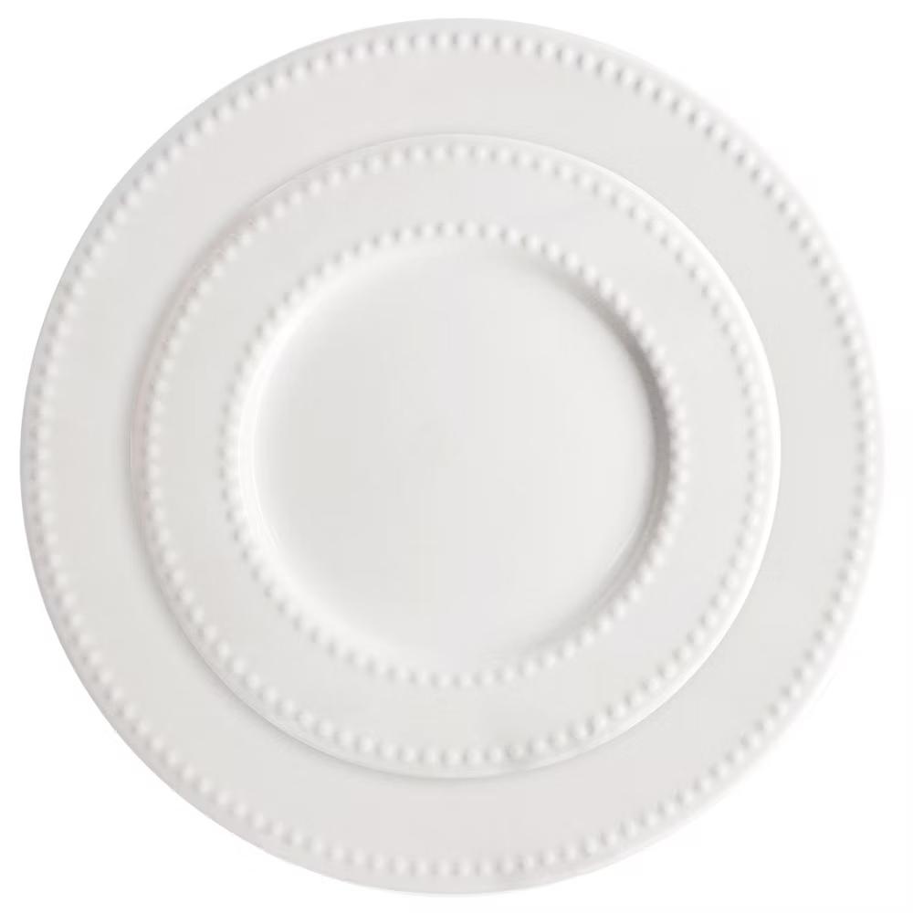 Stoneware Embossed Dot Dinnerware Set in White - Image 7