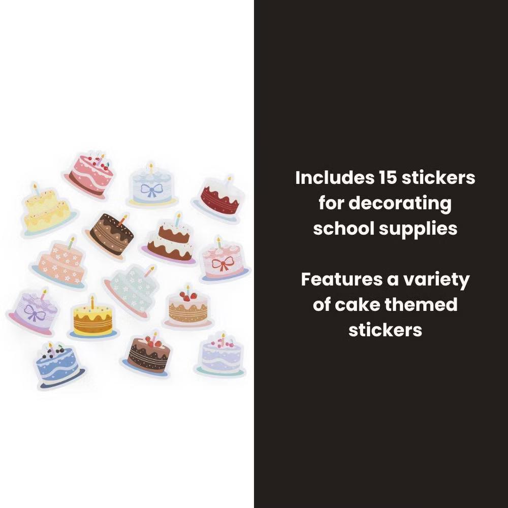 Yoobi Evolve 15pk Stickers - Birthday Cakes, School Supplies - Image 2