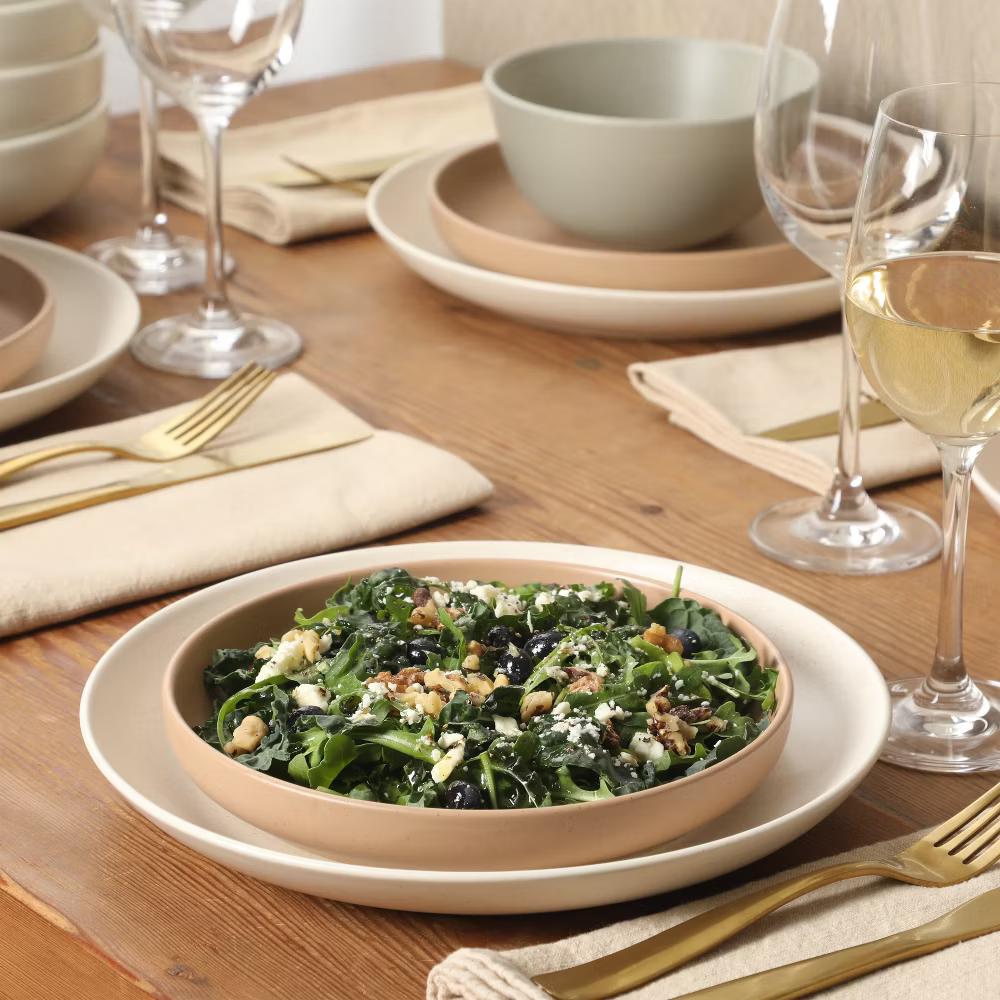 Leeds Court Plates and Bowls Sets, 16-Piece Stoneware Dinnerware Sets, Round Speckle Reactive Glaze Dish Set, Service for 4 - Image 10