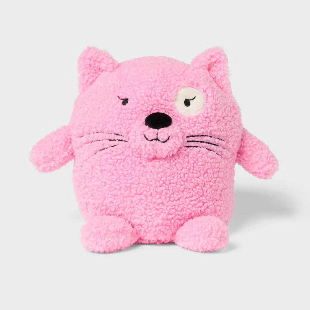 Cat Kids' Mini Weighted Plush Throw Pillow Pink - Image 3
