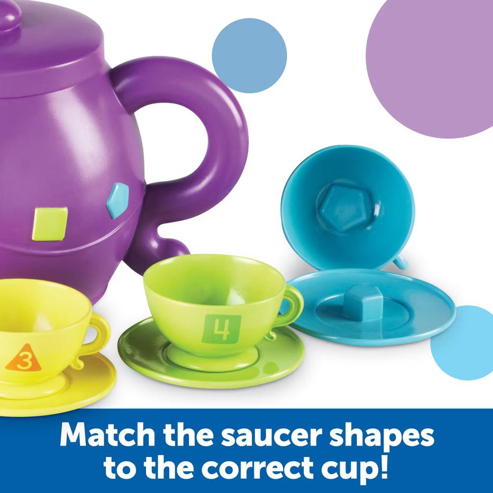 Serving Shapes Tea Set, Color Recognition and Counting Toy, 11 Pieces, Ages 2+ - Image 3