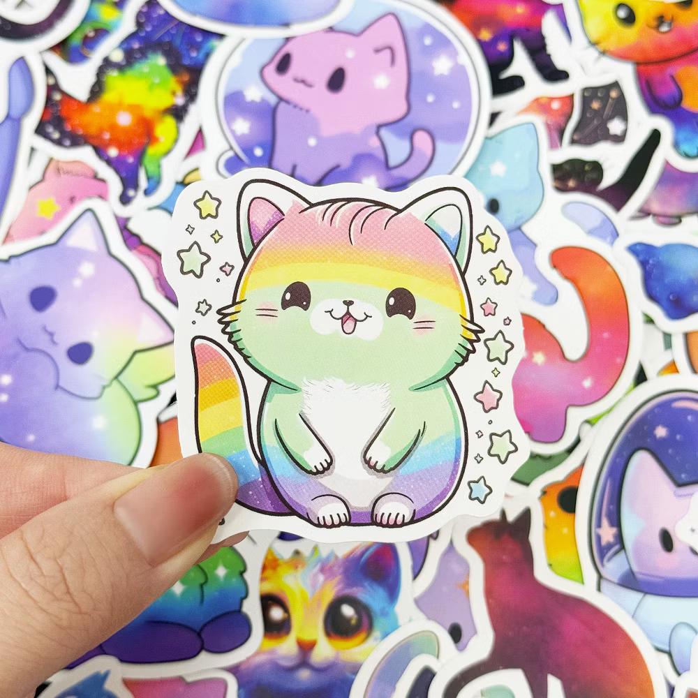 Waterproof Vinyl Stickers, 110pcs, Starry Cats - Image 3