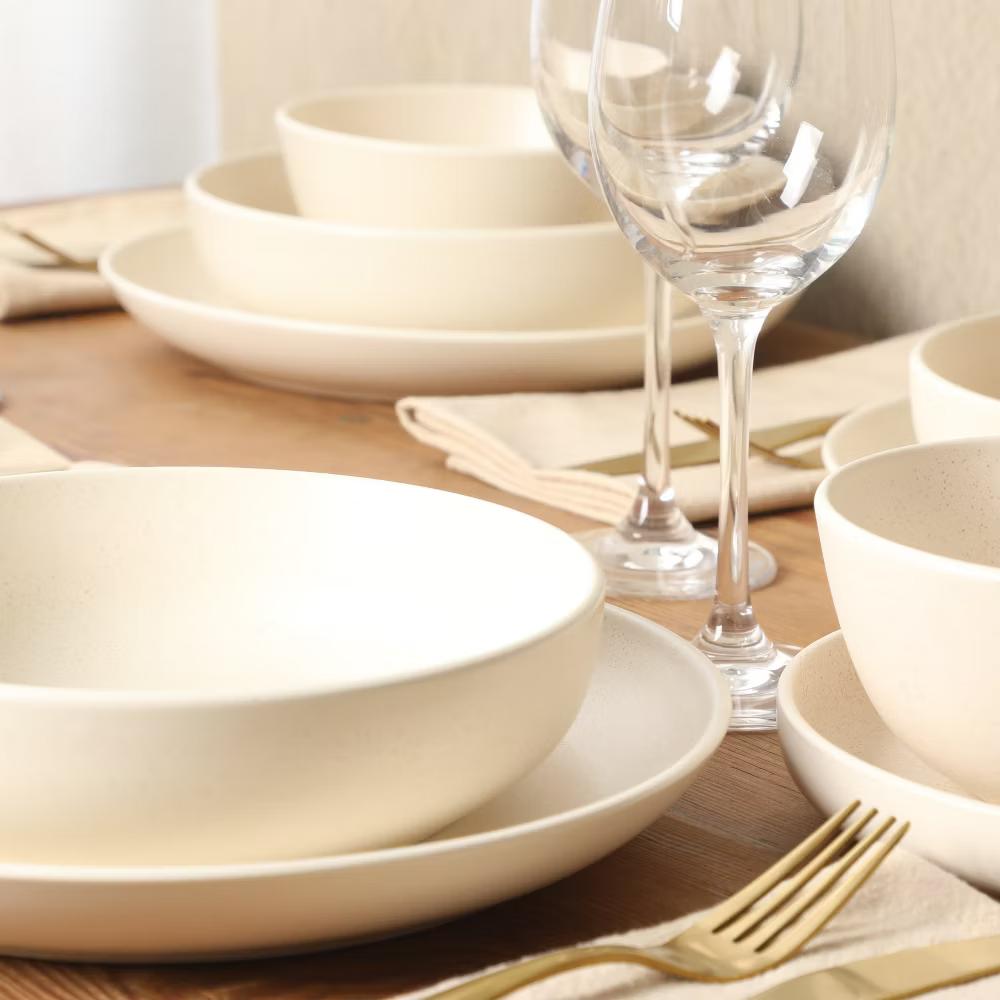 Leeds Court Plates and Bowls Sets, 16-Piece Stoneware Dinnerware Sets, Round Speckle Reactive Glaze Dish Set, Service for 4 - Image 14