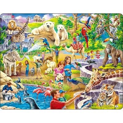 Larsen Zoo Animals Kids' Jigsaw Puzzle - 46pc: Educational Memory Skills, Shapes, Science Learning