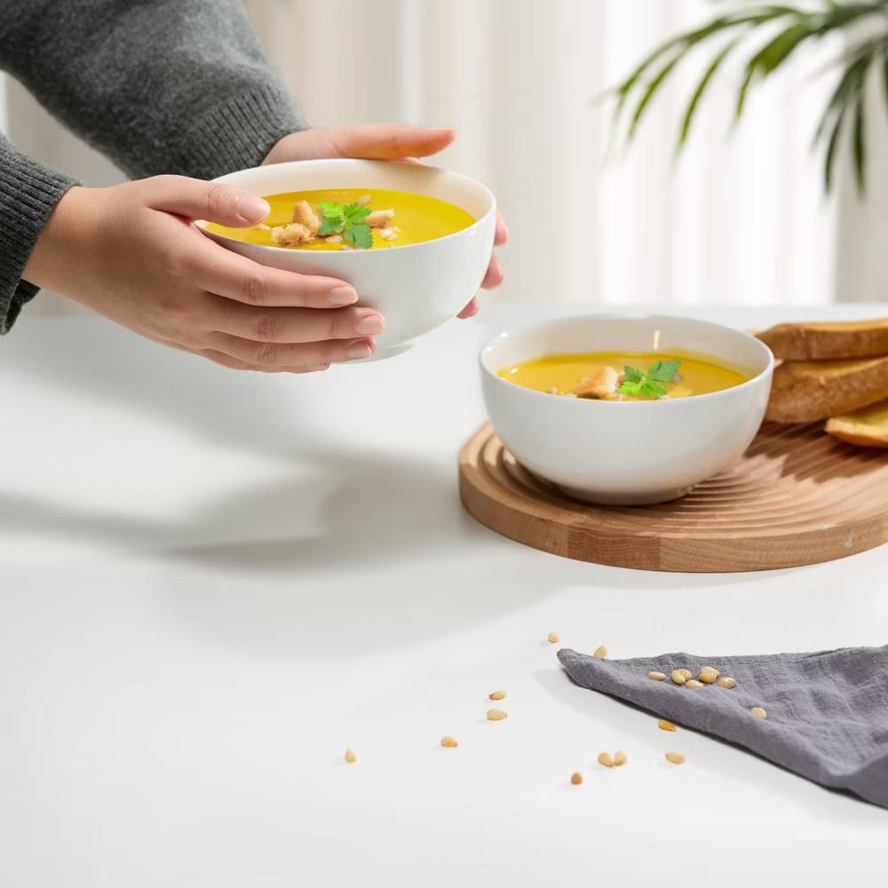 Kook Ceramic Cereal Bowls, 20 oz, Set of 4, White - Image 2