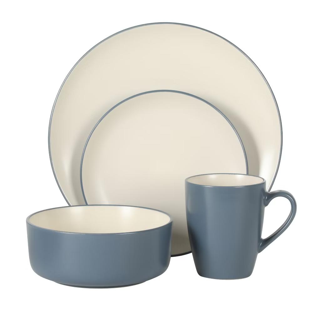 Oxford Blue Plates and Bowls Sets, 16 Piece Stoneware Dinnerware Sets for 4, Dinner Plates Dessert Plates Bowls Mugs - Image 8