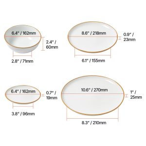 VEVOR Dinnerware Set, Service for 8 (32 PCS), Round Plates and Bowls Sets, Scratch Resistant Ceramic Dinner Ware, White