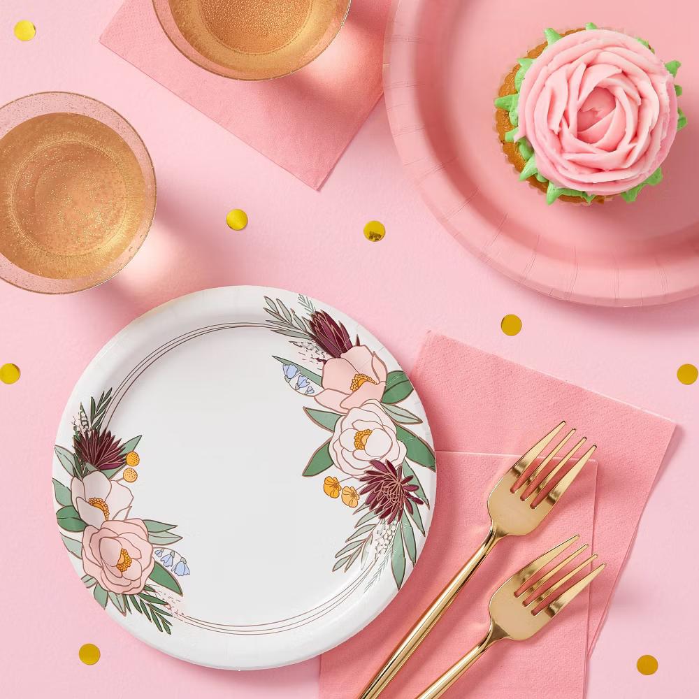 20ct Floral Greenery Snack Paper Plates - Image 3