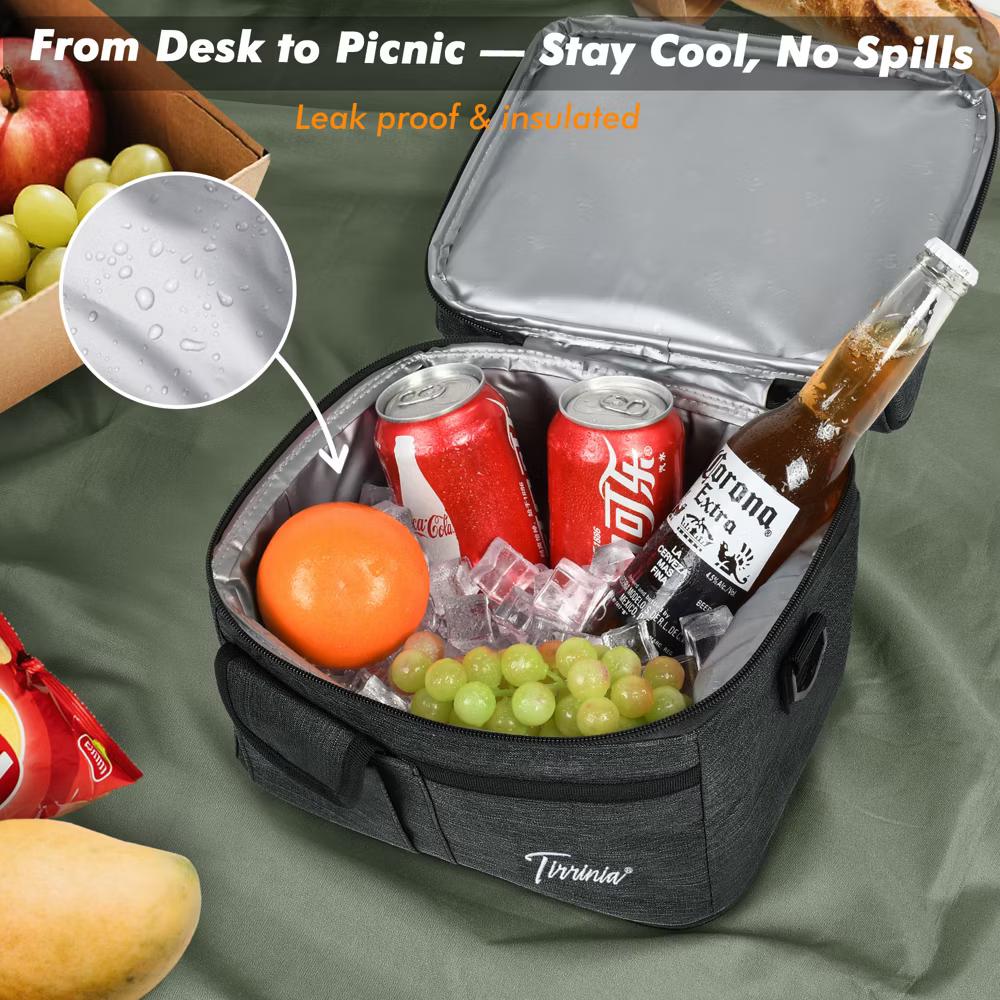 Dual Compartment Insulated Lunch Bag, Leakproof Lunch Tote with Front Pocket, Insulated Lunch Cooler Bag with Back Mesh Pocket - Image 15