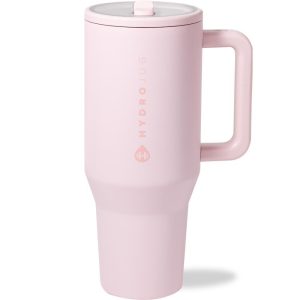 HydroJug Traveler - Water Bottle with Handle & Flip Straw - Leak Resistant Tumbler, Insulated, Stainless Steel & Rubber Base