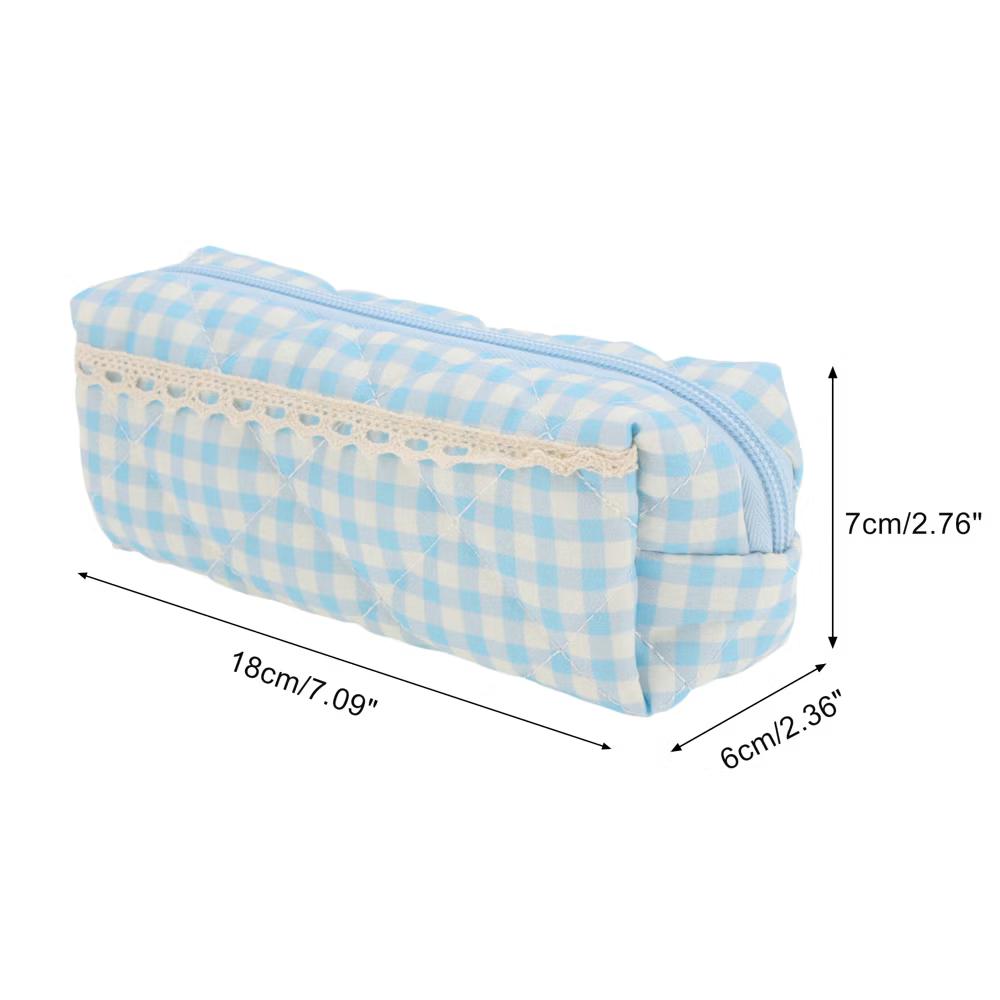1 Pc Plaid Lace Style Drawstring Makeup Bag for Vacation Polyester - Image 2
