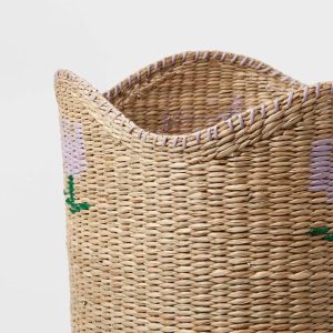 Woven Kids' Storage Basket with Flower