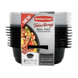 16pc TakeAlongs Meal Prep Containers Set: Microwave & Freezer Safe, Black & Clear Food Storage