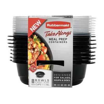 16pc TakeAlongs Meal Prep Containers Set: Microwave & Freezer Safe, Black & Clear Food Storage