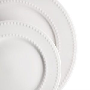 Stoneware Embossed Dot Dinnerware Set in White