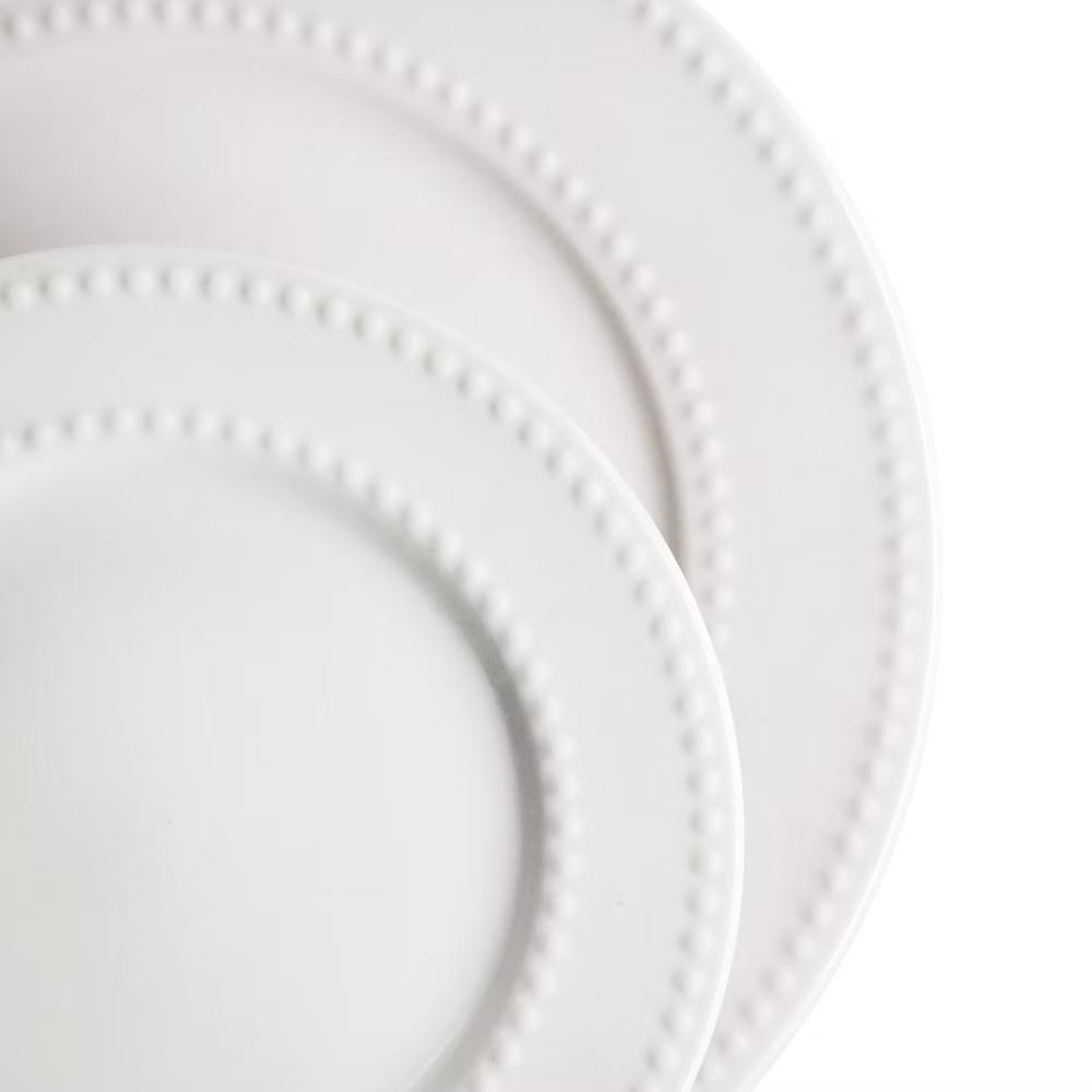 Stoneware Embossed Dot Dinnerware Set in White