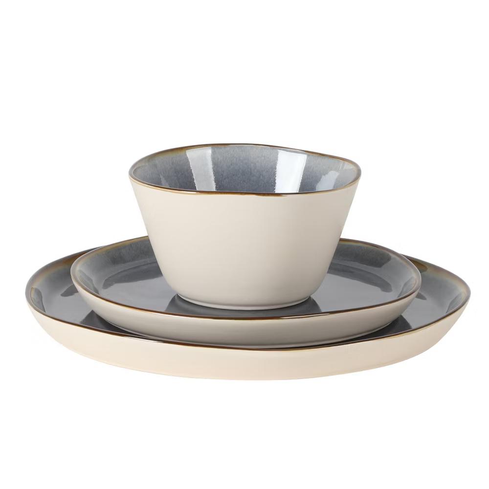 Algeria River Plates and Bowls Sets, 12-Piece Stoneware Dinnerware Sets, Reactive Glaze Dish Set - Image 8