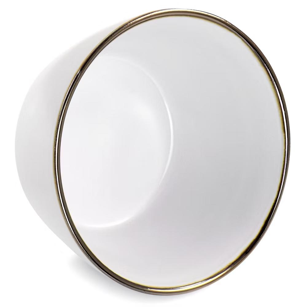 6pc Arthur Stoneware Bowl Set with Rim Matte White/Gold