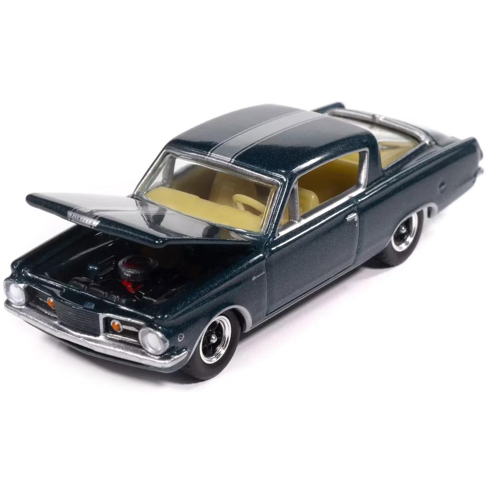1965 Plymouth Barracuda Formula S Dark Blue Metallic with Silver Stripe "Vintage Muscle" 1/64 Diecast Model Car