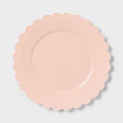 8ct Light Pink Scallop Dinner Plastic Plates - "
