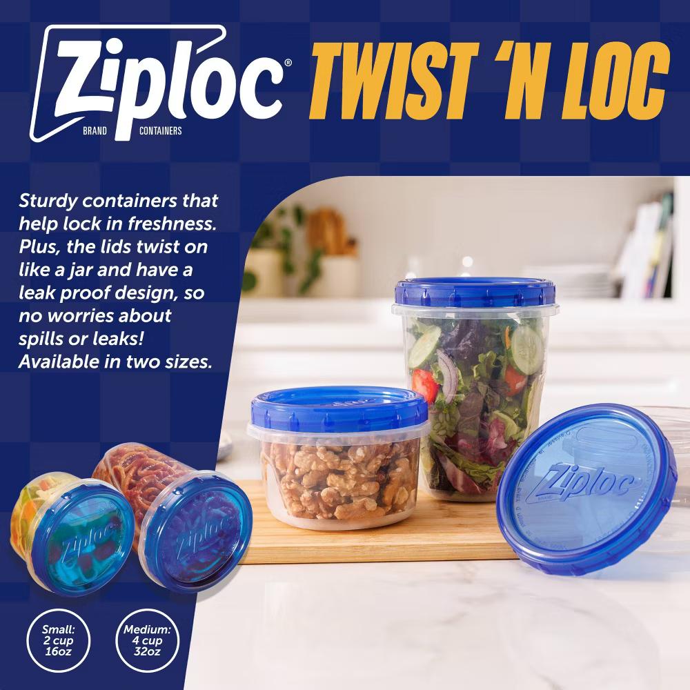 Ziploc Twist 'n Loc Food Storage Containers for School Lunch and Meal Prep - Variety Pack - 8ct - Image 7