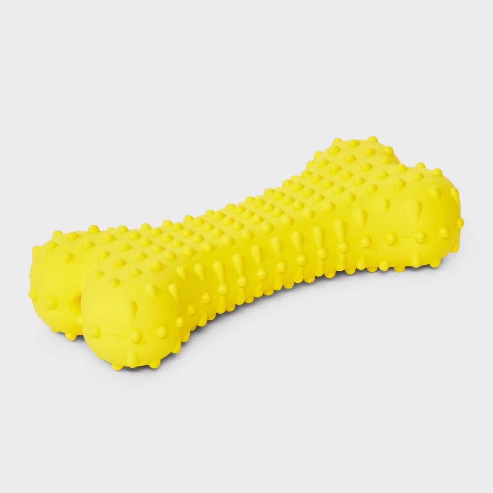 Rubber Bone Dog Toy - Yellow - Image 2