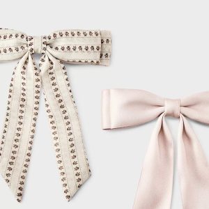 Girls' Floral Bow Hair Barrette 2pc Cream/Pink