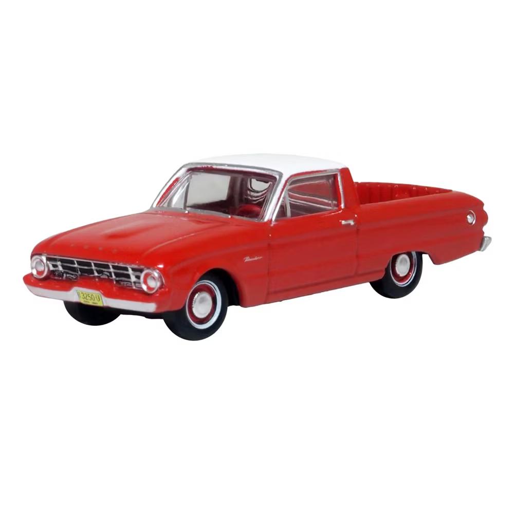 1960 Ford Falcon Ranchero Monte Carlo Red with Corinthian White Top 1/87 (HO) Scale Diecast Model Car