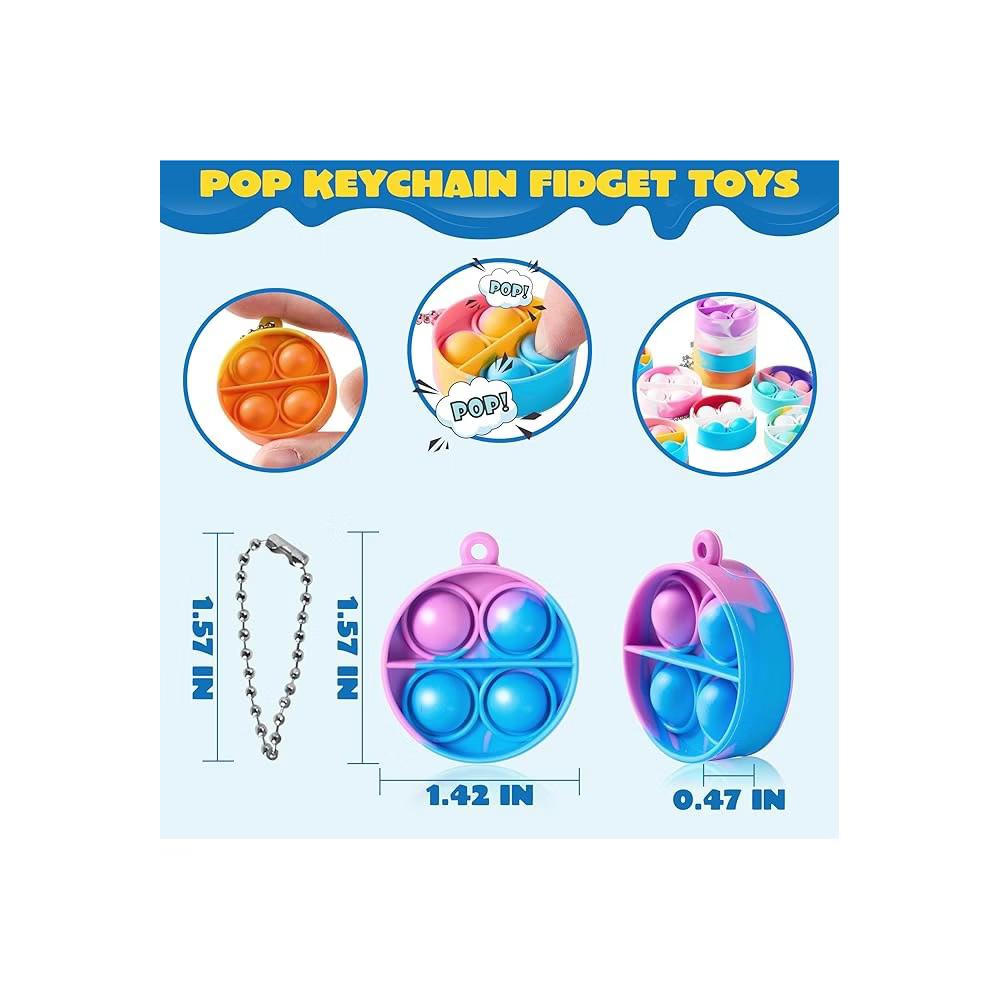 Pop Fidget Keychain Mini Fidget Toys Bulk 30 Pack Party Favors for Kids 4-8,8-12 Years Kids, Goodie Bag Stuffers Fidgets for Prizes Sensory Fidget Toy - Image 10