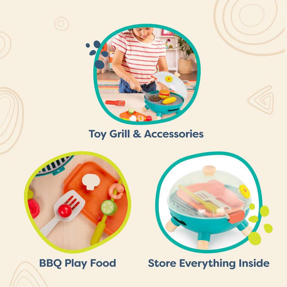 Toy Grill & Play Food - Mini Chef - BBQ Grill Playset: Includes Pretend Kitchen Accessories, 18 Pieces - Image 4