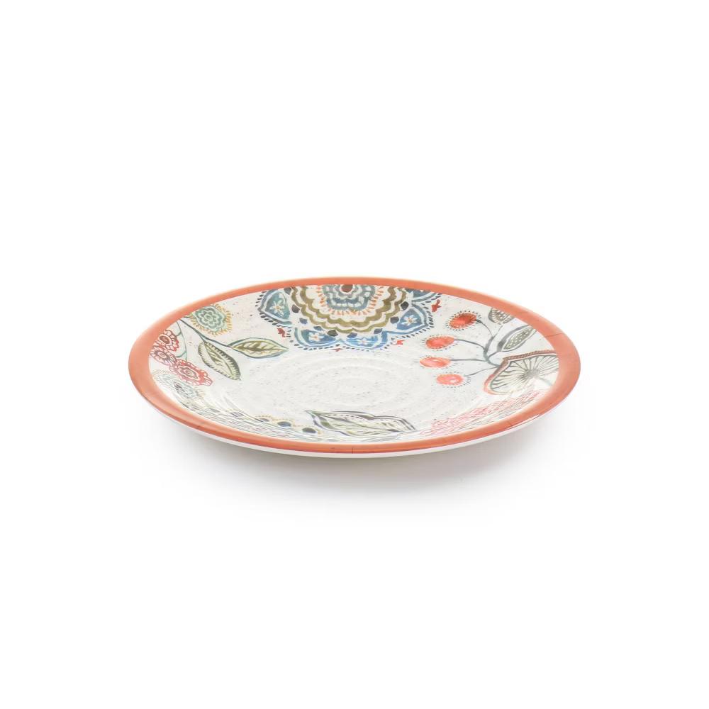 12pc Ester Melamine Dinnerware Set - Floral Pattern, Off-White, Service for 4, Dishwasher-Safe, Includes Plates & Bowls - Image 2