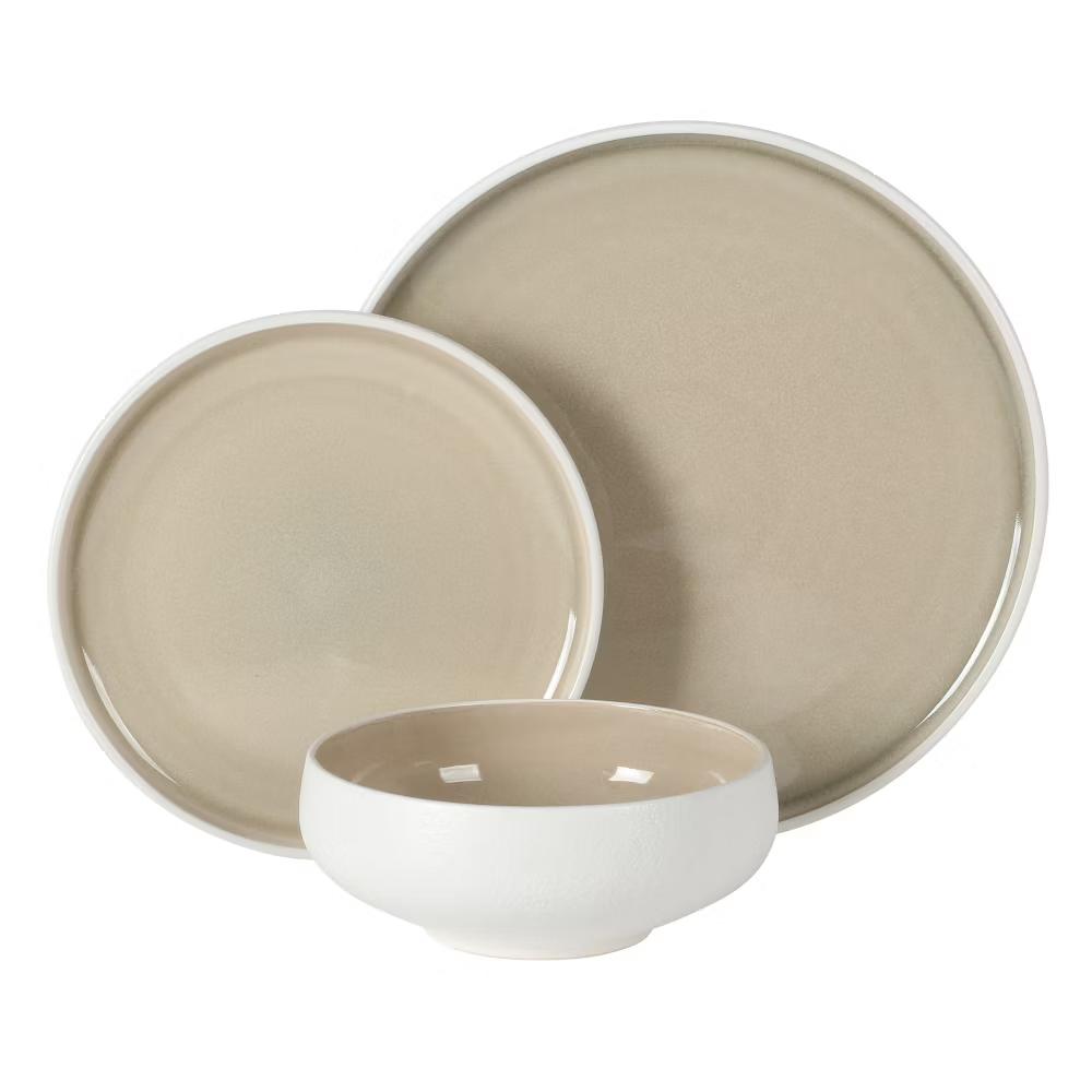 Pacifco Beach Plates and Bowls Sets, 12-Piece Stoneware Dinnerware Sets, Reactive Glaze Dish Set, Service for 4 - Image 13
