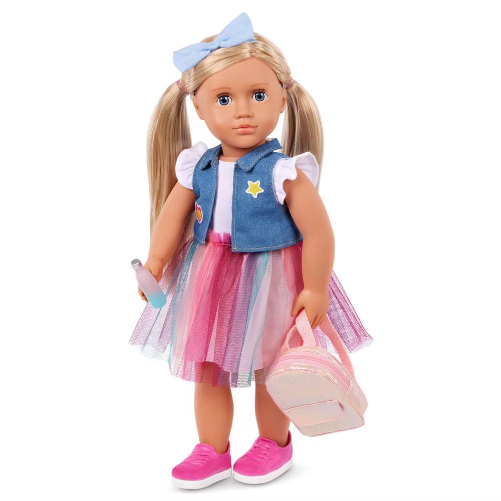 Evie 18" School Doll in Rainbow Skirt with Backpack & Accessories Set - Image 4