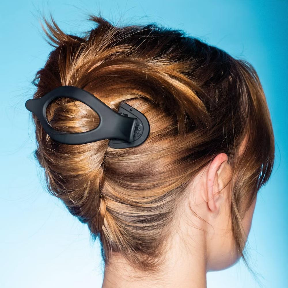 Lay Back Oval Claw Clips for Medium Hair - Black/Tort - 2ct - Image 2