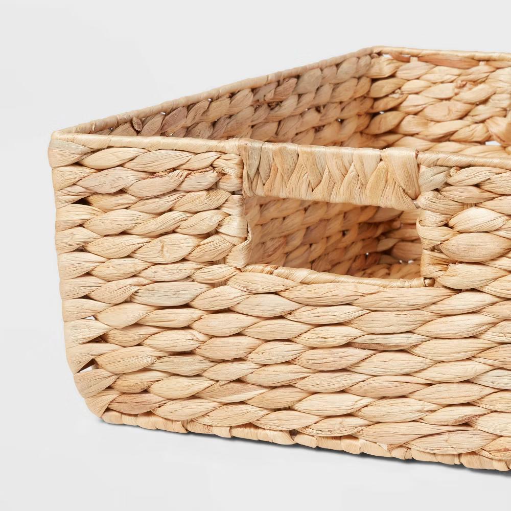Woven Water Hyacinth Folio Bin - Handwoven Decorative Basket for 13" Cube Storage, Multicolor Naturals - Image 3