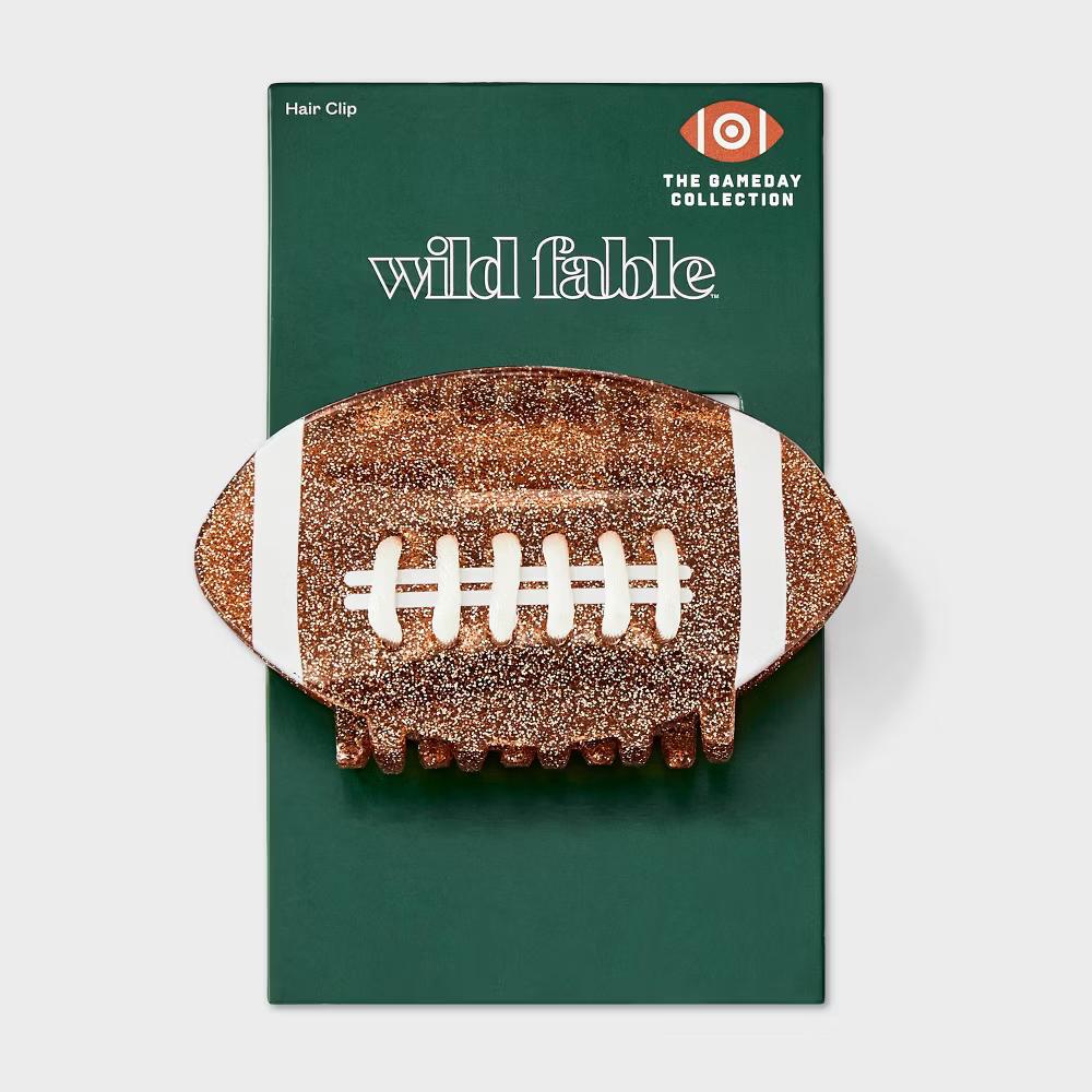 Game Day Glitter Football Hair Claw Clip - Brown - Image 3