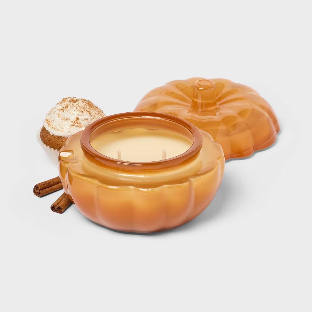 2 Wick Small Glass Fall Pumpkin Candle Pumpkin Spiced Cupcakes Jar - Image 3