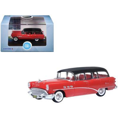 1954 Buick Century Estate Wagon Matador Red & Carlsbad Black w/ Red Interior 1/87 (HO) Scale Diecast Model Car - Image 3