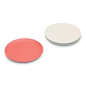 Red Rover 7.8" 4pk Bamboo Fiber Kids Plates: Off-White Baby Dinnerware, Dishwasher-Safe, Toddler Dining Set
