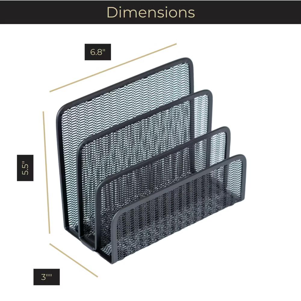 Blu Monaco 3 Tier Metal Mesh Letter Sorter - Available in Aqua, Black, Gold, Pink, Rose Gold, and White - Image 11