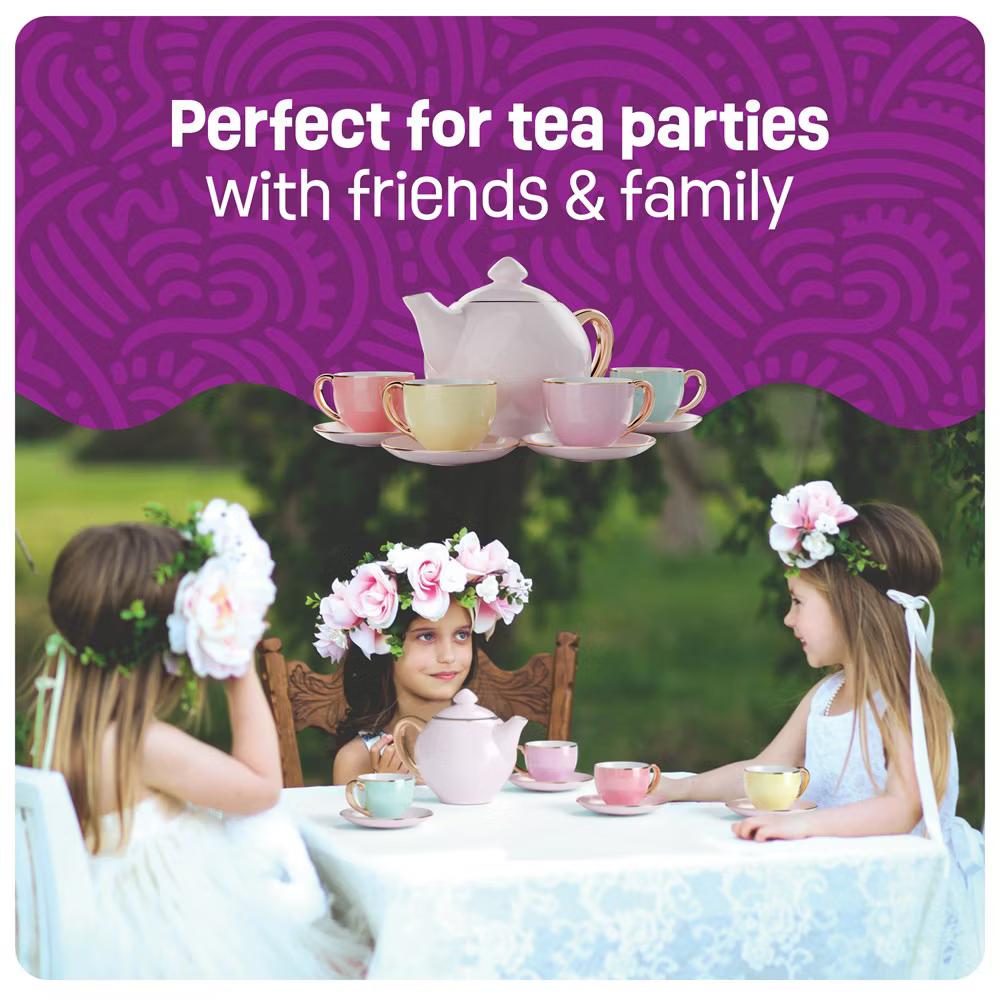 Pretty Me Ceramic Tea Party Set for Kids - 9-Piece, Pastel Colors - Image 5