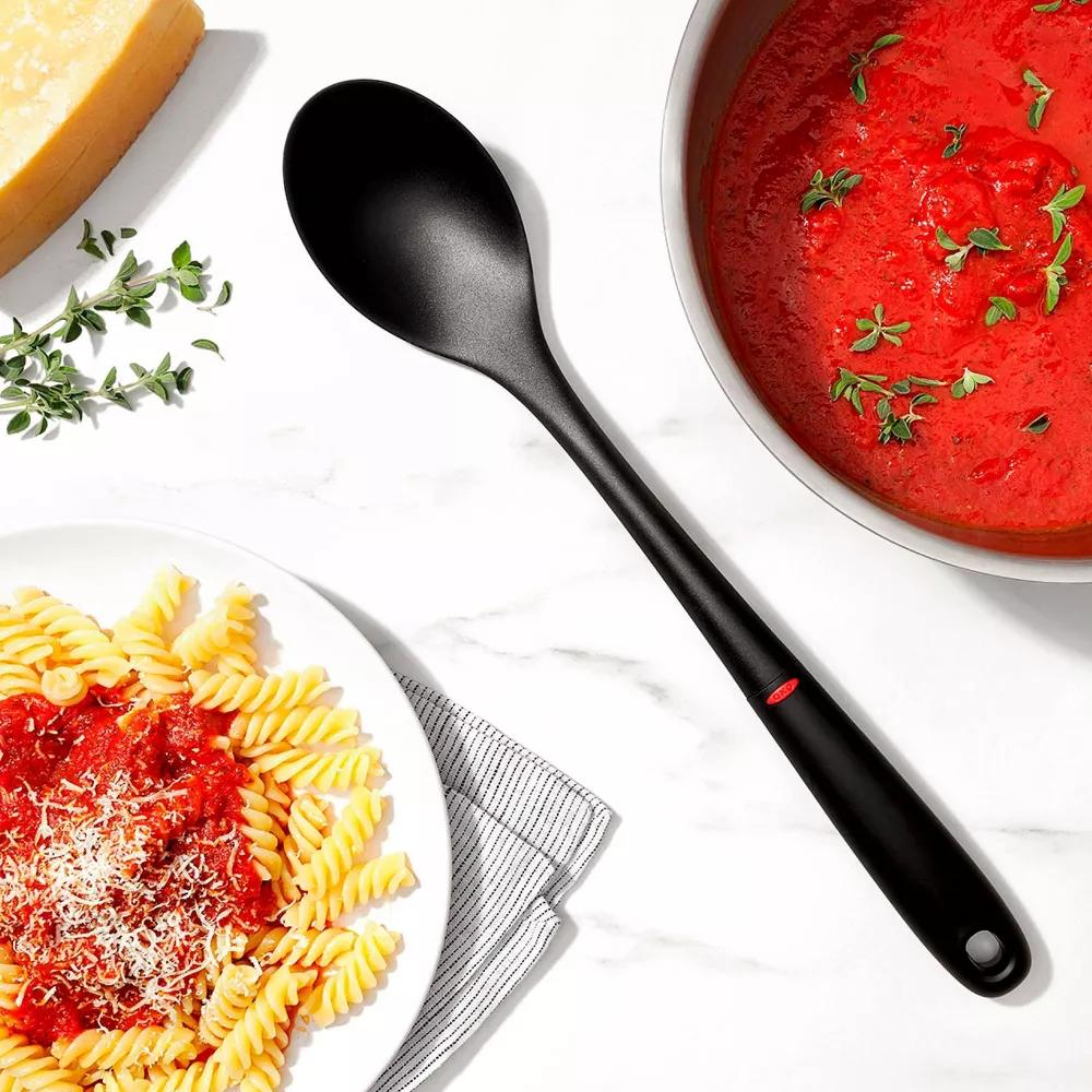 3pc Nylon Utensil Set Black: Kitchen Utensils with Soft-Grip Handle, Includes Pasta Spoon & Slotted Turner - Image 2