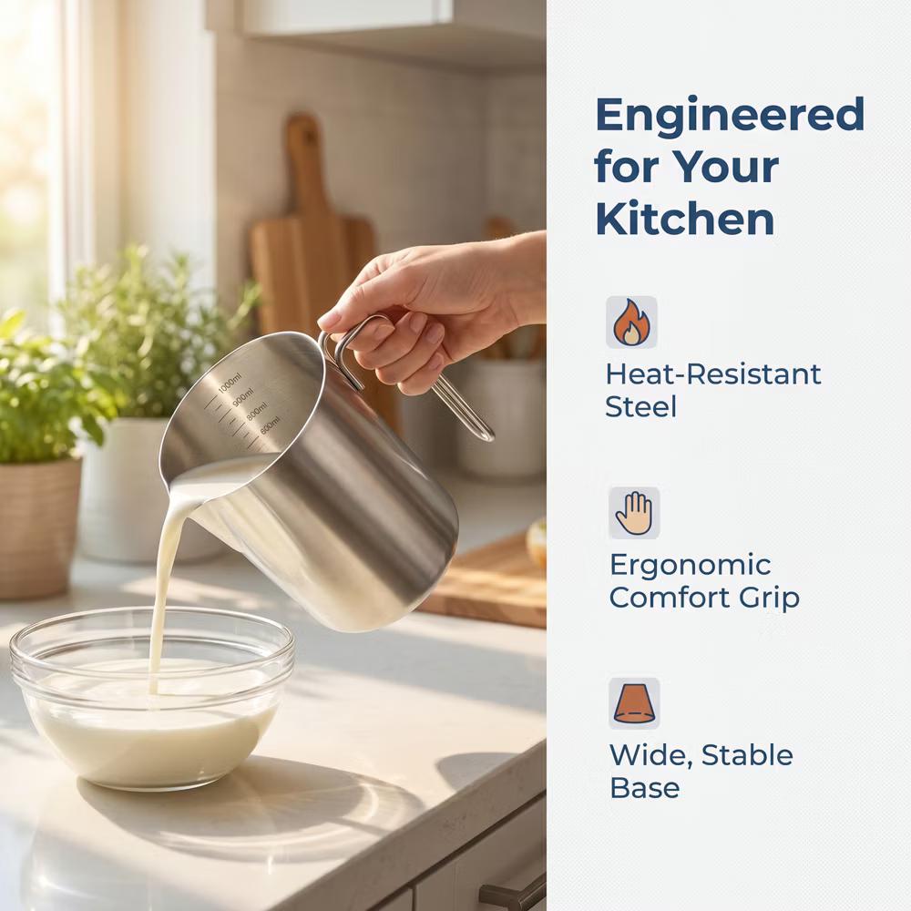 Measuring Cup, Liquid Stainless Steel Measuring Cup for Kitchen Use, Ideal for Measuring Ingredients Precisely - Image 5