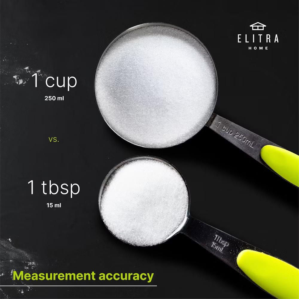 Elitra Home Complete Measuring Set, 13-Pack Stainless Steel Cups, Spoons, Plastic Measuring Pitchers with Spout - Engraved Measurements
